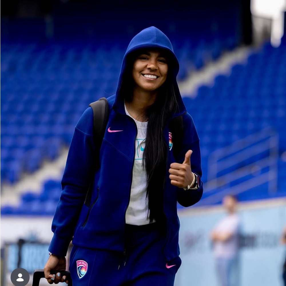 Nike San Diego Wave FC Spring ‘25 Tech Windrunner Fleece Full Zip Hoodie Blue - Picture 3 of 10